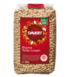 Braune Teller-Linsen, vegan, 500 gr Packung, Davert