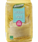 Weizenmehl Type 550, vegan, 1 kg Packung, dennree