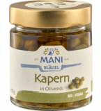 Kapern in Olivenöl, vegan, 180 gr Glas (Abtropfgewicht 120 gr), Mani