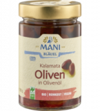 Kalamata Oliven in Olivenöl, vegan, 280 gr Glas (Abtropfgewicht 180 gr), Mani