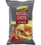 Kesselchips Paprika, vegan, 125 gr Packung, dennree