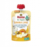 Fruchtsnack „Banana Lama” - Banane, Apfel, Mango & Aprikose, vegan, 100 gr Quetschbeutel, Holle