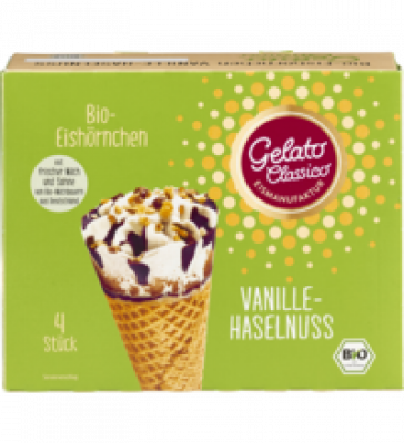 Eishörnchen Vanille-Haselnuss Multipack, 440 ml Packung (4 Stück), Tiefkühlware, Gelato Classico