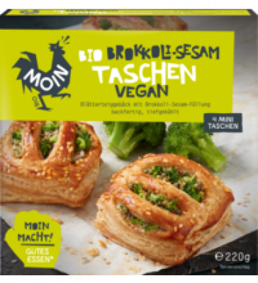 Brokkoli-Sesam-Taschen, vegan, 220 gr Schachtel, Tiefkühlware, Moin