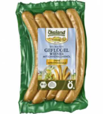 Delikatess Geflügel-Wiener, 200 gr Packung (5 Stück), Ökoland