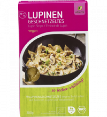 Lupinen Geschnetzeltes, vegan, 200 gr Packung, Alberts