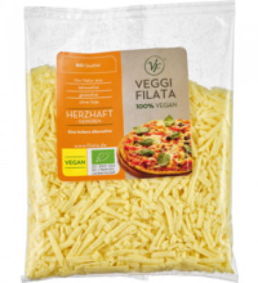 Käsealternative gerieben (auf Kokosfettbasis), vegan, 200 gr Packung, Veggi Filata