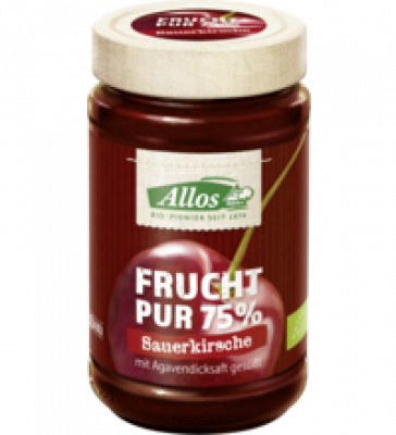 Frucht Pur Sauerkirsche, vegan, 250 gr Glas, Allos