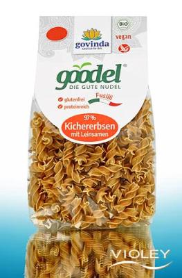 Goodel-Nudeln Fusilli Kichererbsen mit Leinsamen, glutenfrei, vegan, 250 gr Packung, Govinda