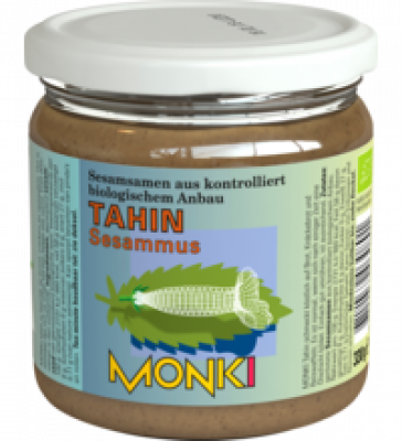 Tahin (Sesammus), ohne Salz, vegan, 330 gr Glas, Monki