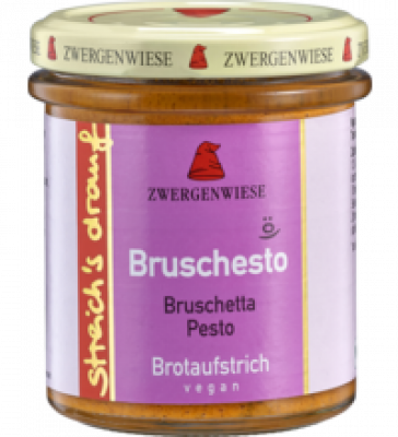 Brotaufstrich „Bruschesto” - Bruschetta nach Pesto-Art, vegan, 160 gr Glas, Zwergenwiese