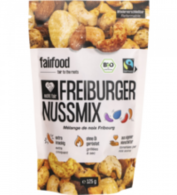 Freiburger Nussmix, ohne Öl geröstet, gewürzt, vegan, 125 gr Packung, fairfood Freiburg