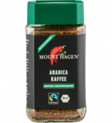 Instant-Kaffee Arabica, entkoffeiniert, vegan, 100 gr Glas, Mount Hagen