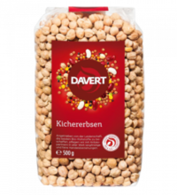 Kichererbsen, vegan, 500 gr Packung, Davert