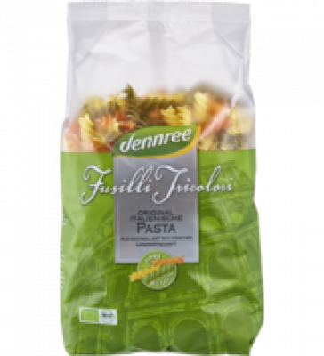 Hartweizen-Fusilli Tricolori, hell, vegan, 500 gr Packung, dennree