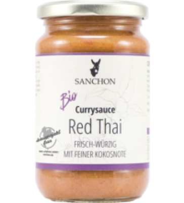 Currysauce Red Thai (mit feiner Kokosnote), vegan, 320 ml Glas, Sanchon