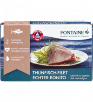 Thunfisch-Filets Echter Bonito, naturell, 120 gr Dose (Abtropfgewicht 90 gr), Fontaine