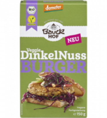 Dinkel-Nuss Burger, vegan, 150 gr Packung, Bauckhof