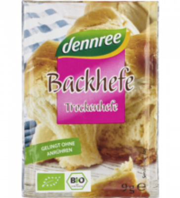 Backhefe, vegan, 27 gr Packung (3x9 gr), dennree