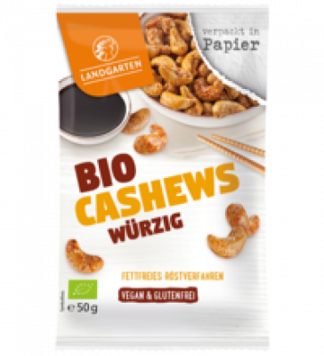 Cashews würzig, vegan, 50 gr Beutel, Landgarten