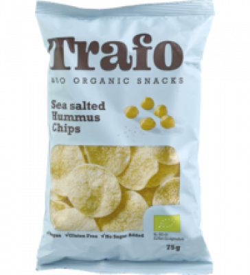 Sea salted Hummus Chips, vegan, 75 gr Packung, Trafo