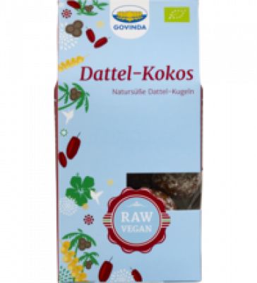 Dattel-Kokos Kugeln, vegan, 120 gr Packung, Govinda