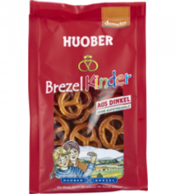 Dinkel Brezel Kinder, vegan, 125 gr Packung, Huober Brezel