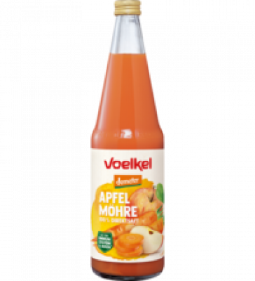 Apfel-Möhrensaft, vegan, 0,7 ltr Flasche, Voelkel