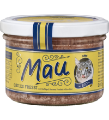 Katzenfutter „Mau” Geiles Fressi, 200 gr Glas, Wuff & Mau Heimtiernahrung