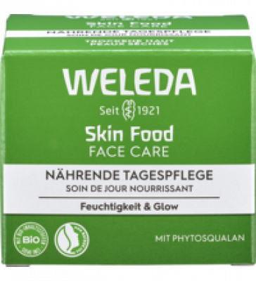 Skin Food Tagespflege Feuchtigkeit & Glow, vegan, 40 ml Tiegel, Weleda