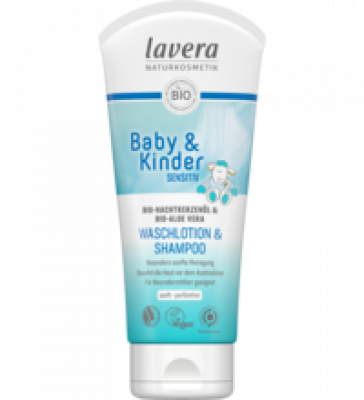 Baby & Kinder Sensitiv Waschlotion & Shampoo, vegan, 200 ml Tube, lavera