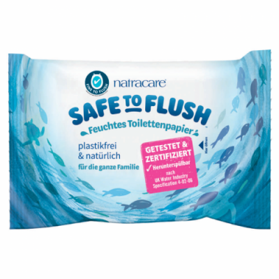 Feuchtes Toilettenpapier „Safe to Flush”, 30 Stück Packung, Natracare